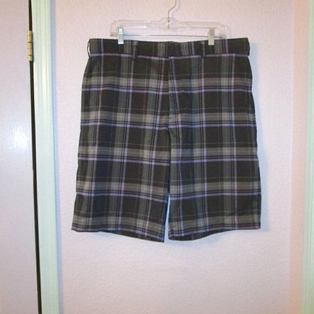 New Snake Eyes Golf Shorts Mens 38 Lightweight Stretch UPF Wicking Dry 18 Plaid